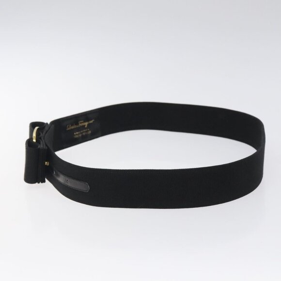 Salvatore Ferragamo Vala Belt Canvas 37.4"" Black Auth - Picture 15 of 15